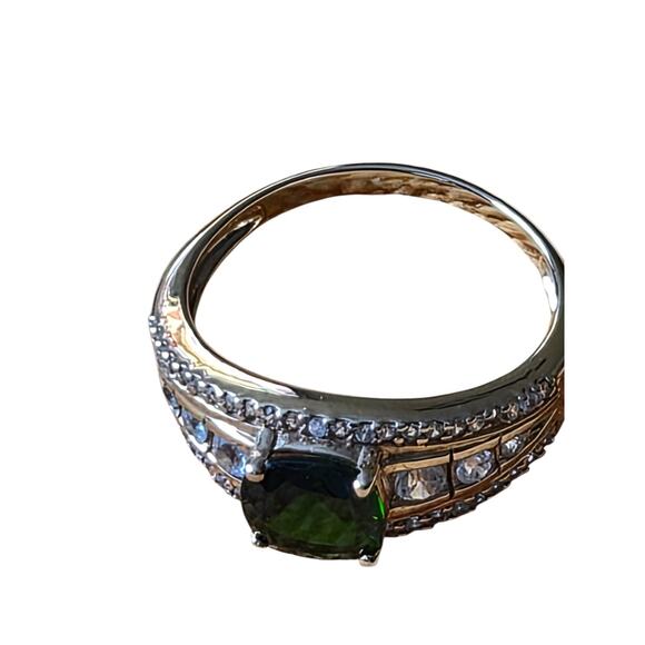 10k Yellow Gold Ring 1.42ct Square Cushion Chrome Diopside W/.57 Zircon Size 8 - Picture 4 of 12